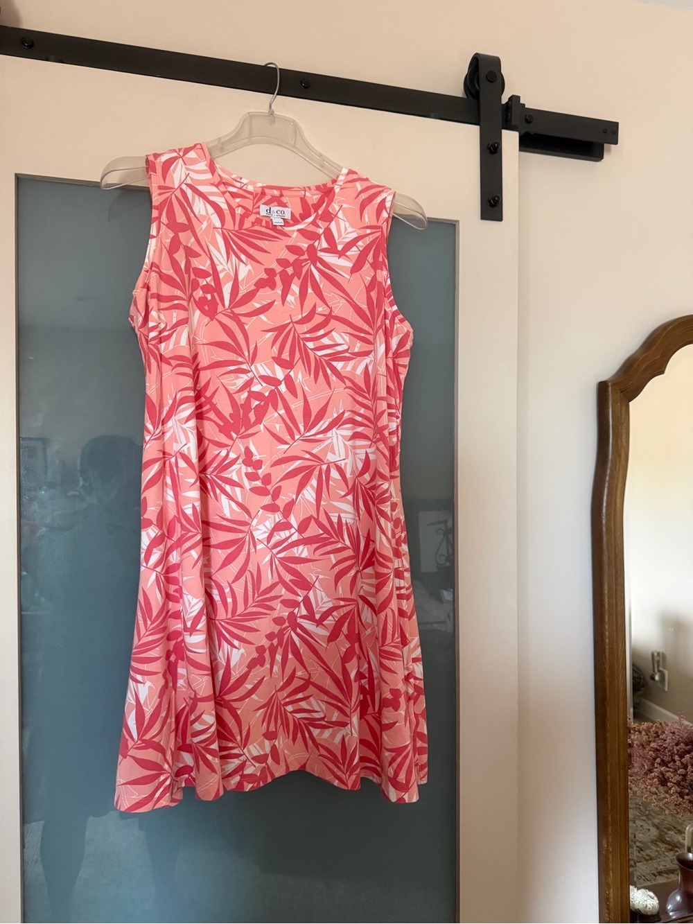 LC Lauren Conrad Pink Tropical Leaf Sleeveless Dress